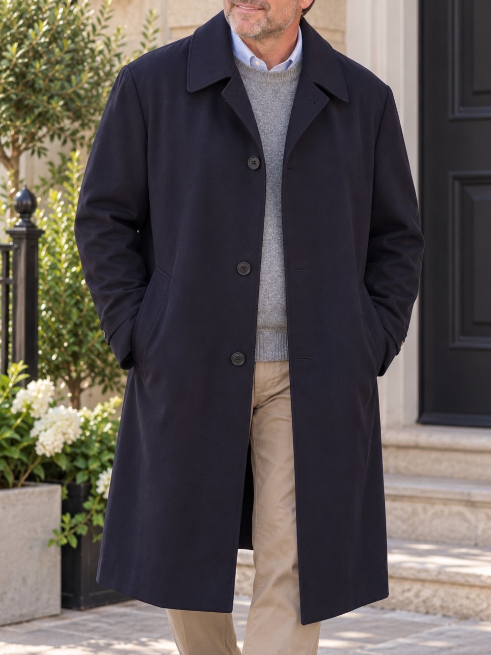 🇨🇦 Vintage Aquascutum Wool Balmacaan Overcoat Mens 40 Short Navy Blue Mac Canada